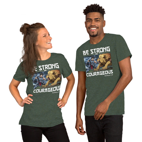 Be Strong and Courageous Christian Bible Verse T-Shirt